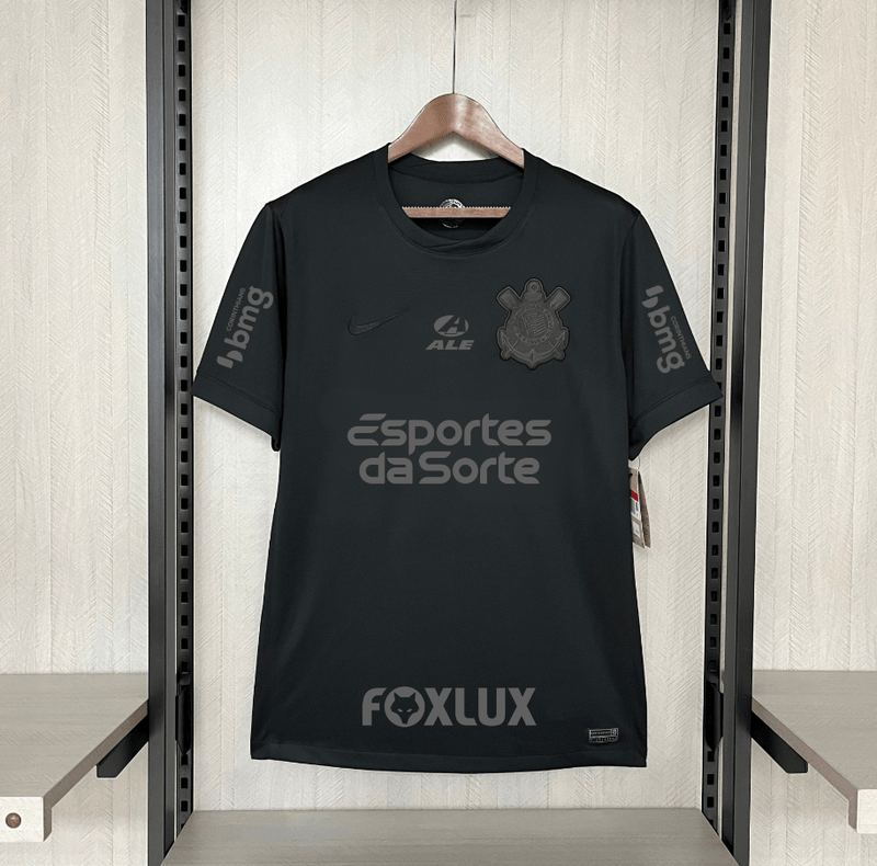 Camisa Nike Corinthians Fora 24/25 - Preta (Com todos patrocinadores)
