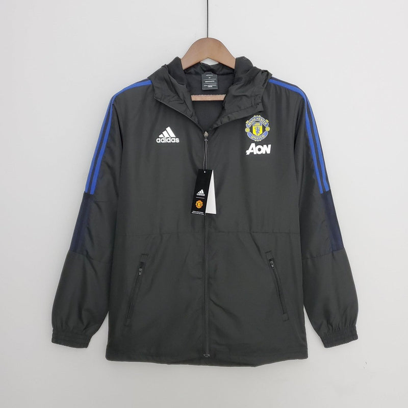 Corta-vento Manchester United 21/22 Adidas - Preto e Azul